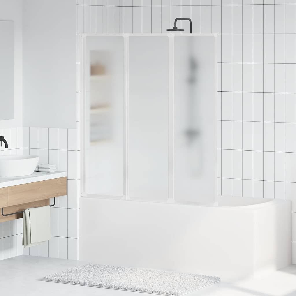 Shower Bath Screen Wall 141 x 132 cm 3 Panels Foldable