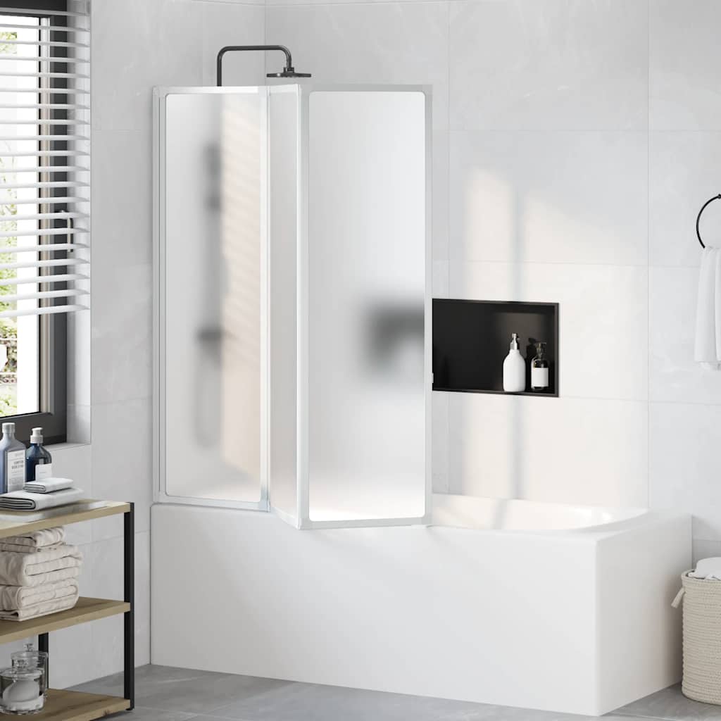 Shower Bath Screen Wall 141 x 132 cm 3 Panels Foldable