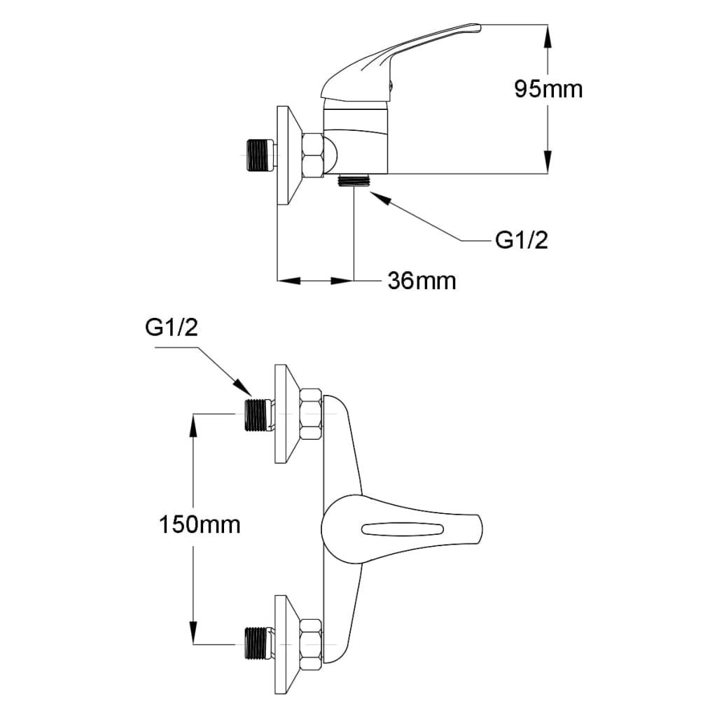 vidaXL Bath Shower Mixer Tap Kit Chrome