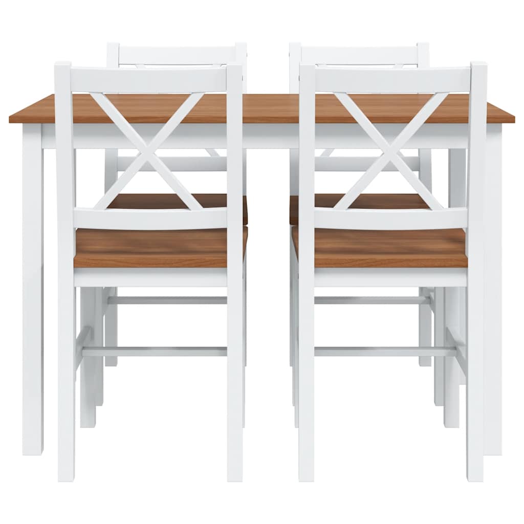 240884 vidaXL 5 Piece Dining Set Brown and White