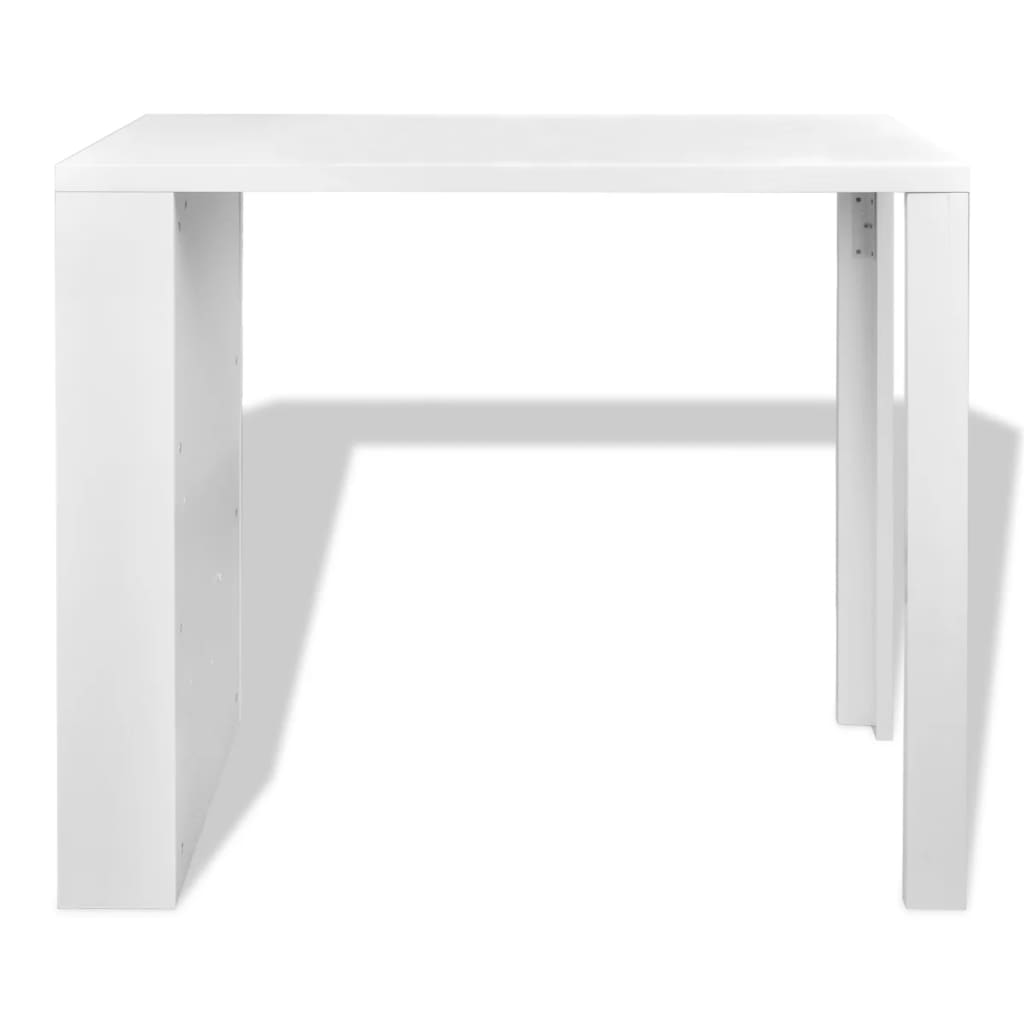 vidaXL Bar Table MDF with Wine Rack High Gloss White