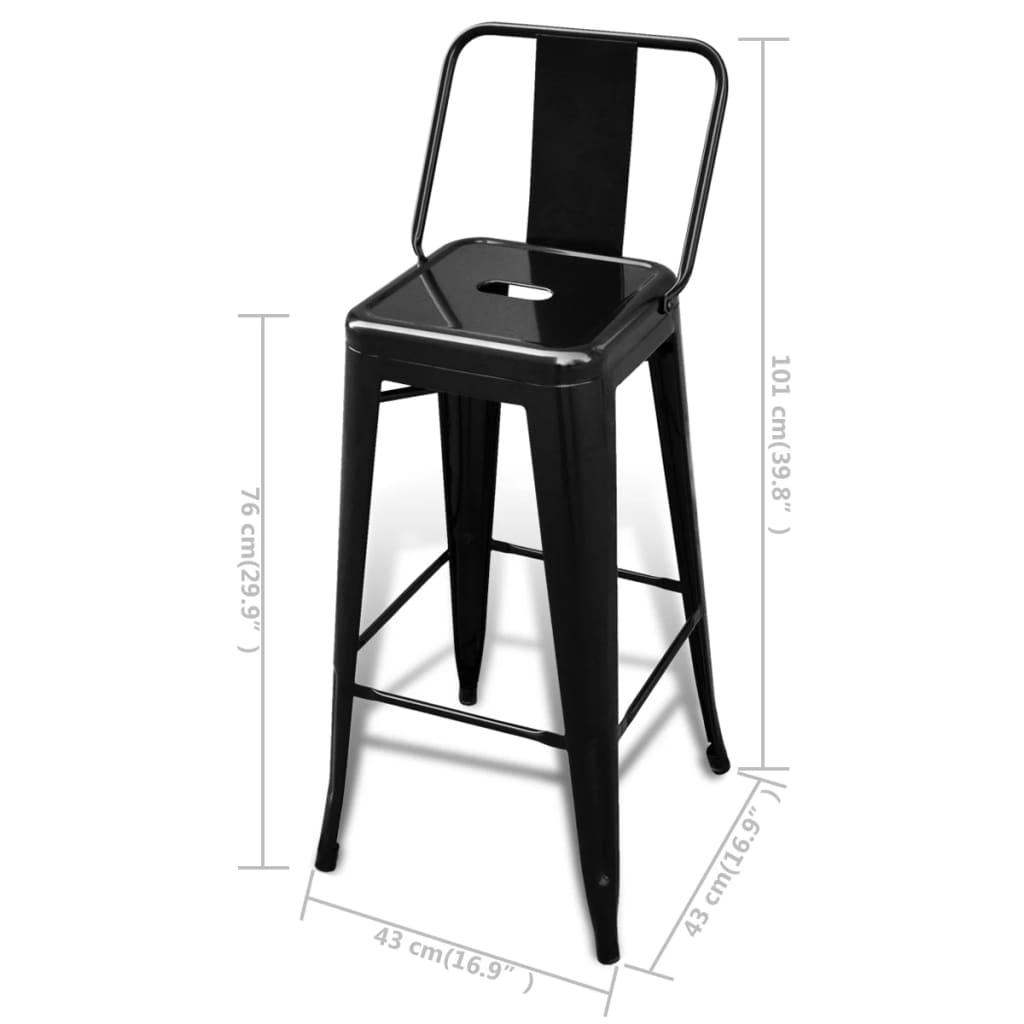 Bar Stools 2 pcs Black Steel