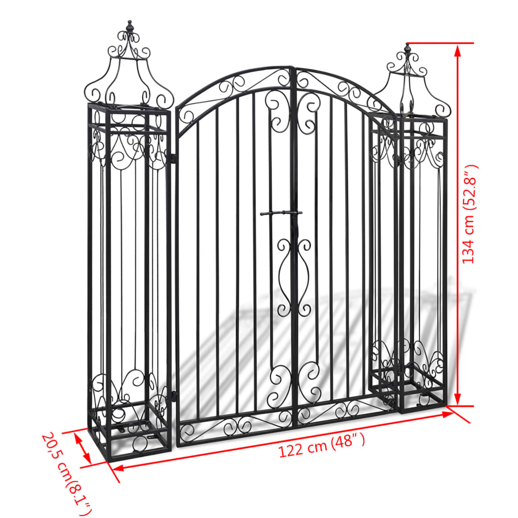 vidaXL Ornamental Garden Gate Wrought Iron 122x20.5x134 cm