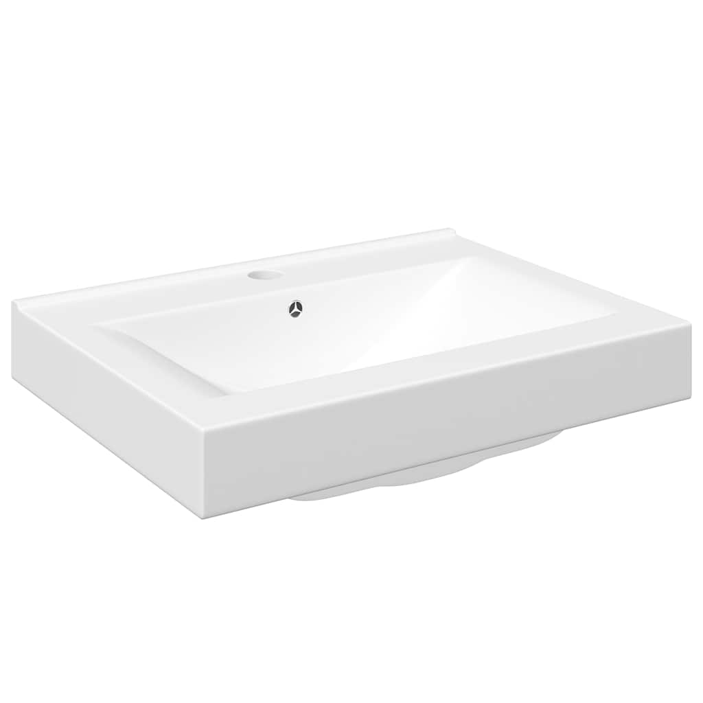 Rectangular Ceramic Basin Sink White with Faucet Hole 60x46 cm