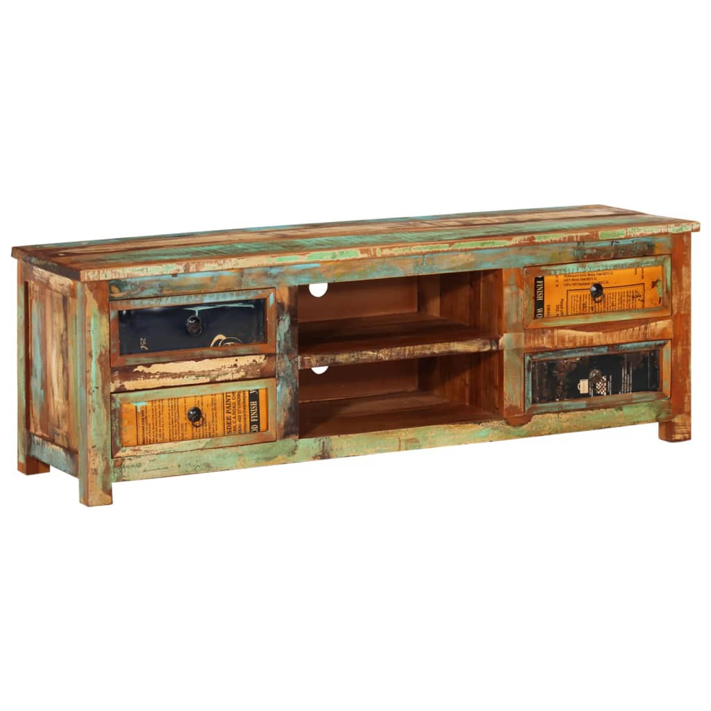 Reclaimed Wood TV Cabinet TV Stand 4 Drawers