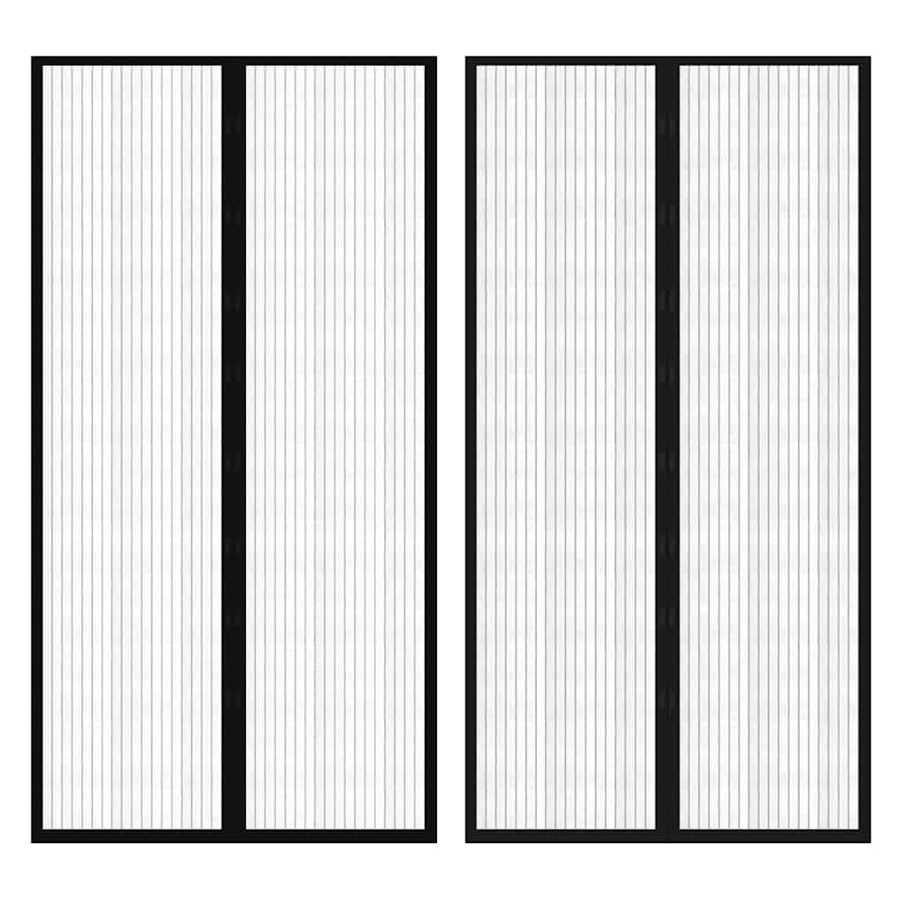 40920 vidaXL Insect Door Curtain 210 x 100 cm 2 pcs Magnet Black