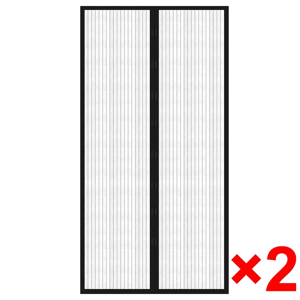 40920 vidaXL Insect Door Curtain 210 x 100 cm 2 pcs Magnet Black