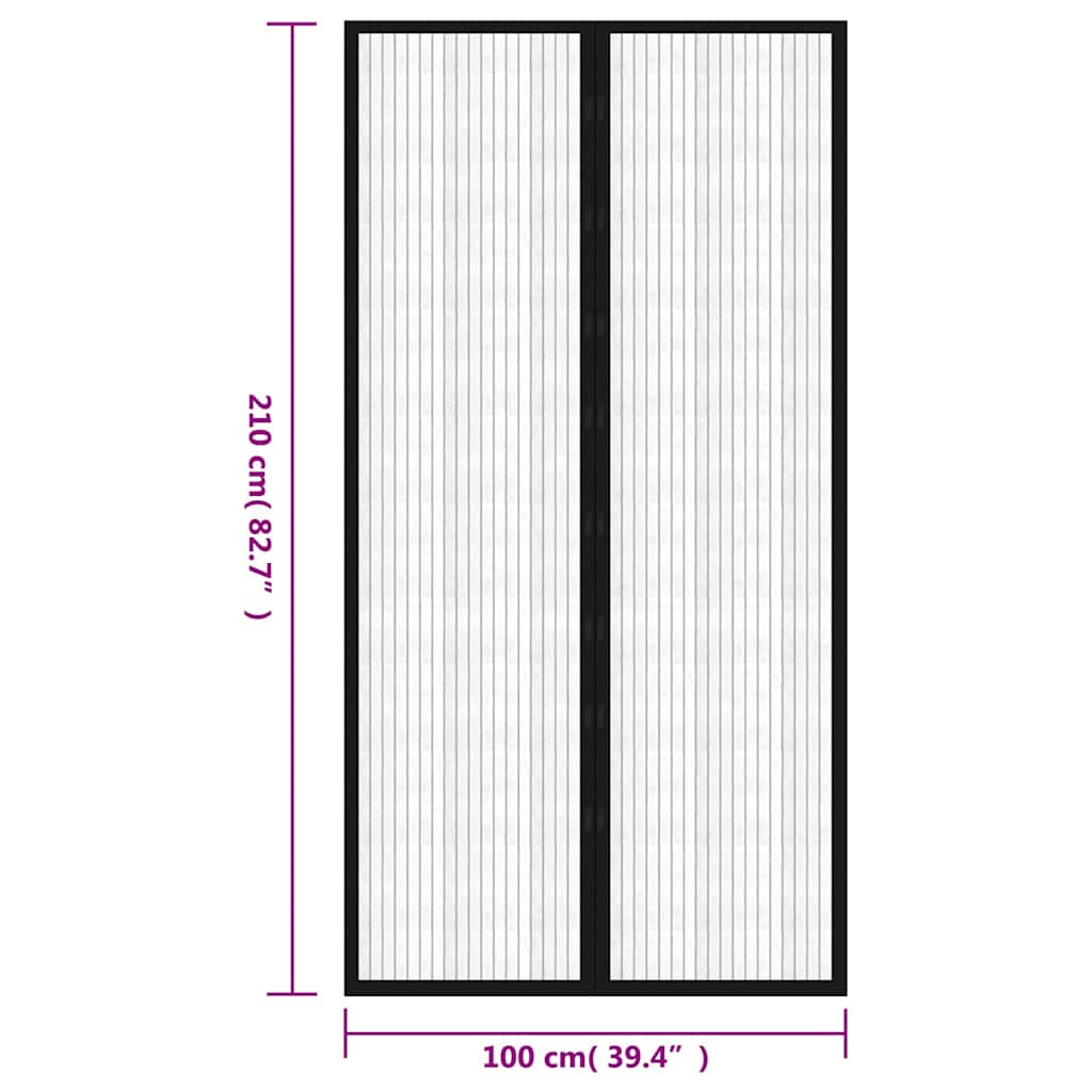40920 vidaXL Insect Door Curtain 210 x 100 cm 2 pcs Magnet Black