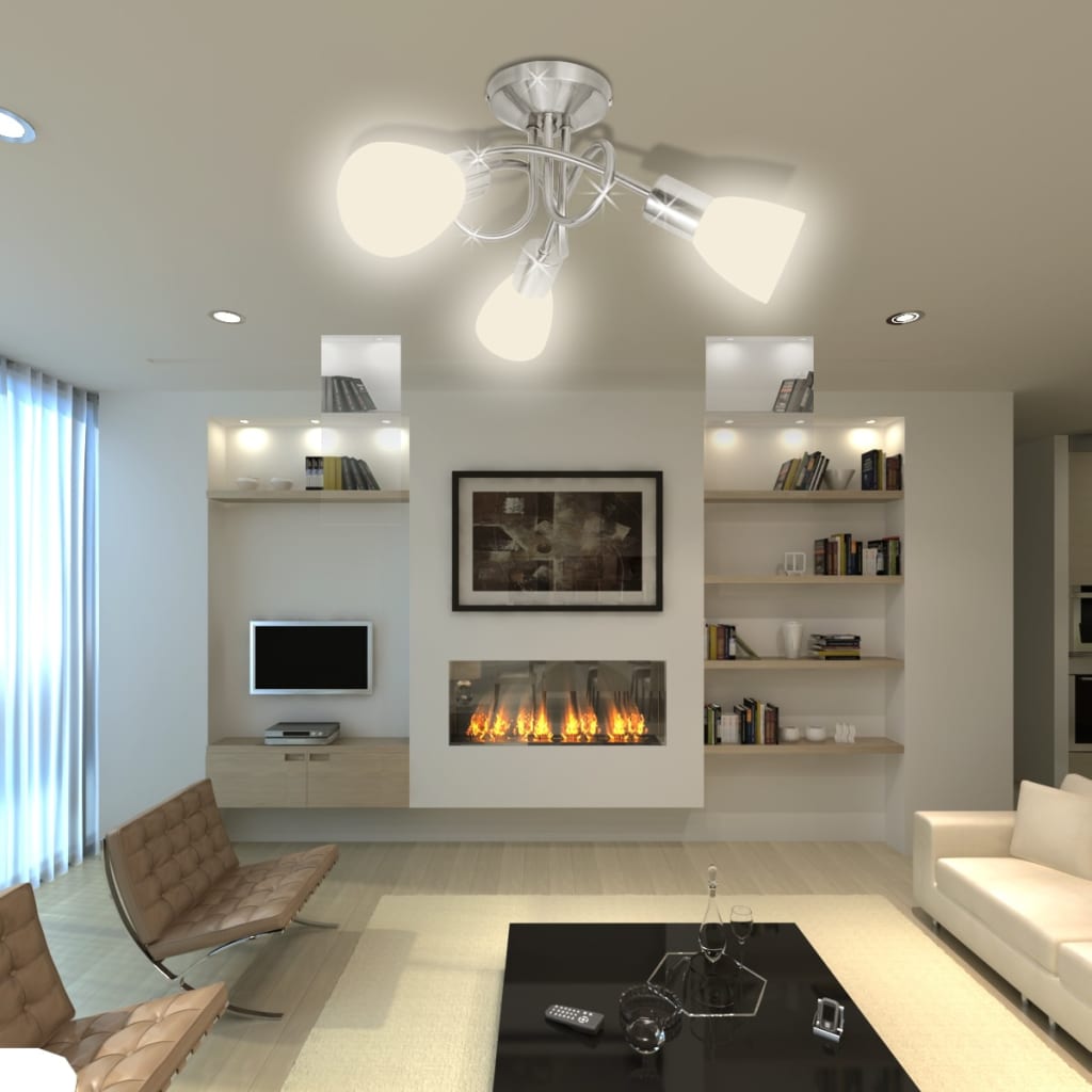 Ceiling Lamp with Glass Shades for 3 E14 Bulbs