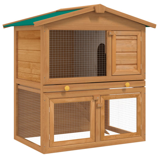 vidaXL Outdoor Rabbit Hutch Small Animal House Pet Cage 3 Doors Wood