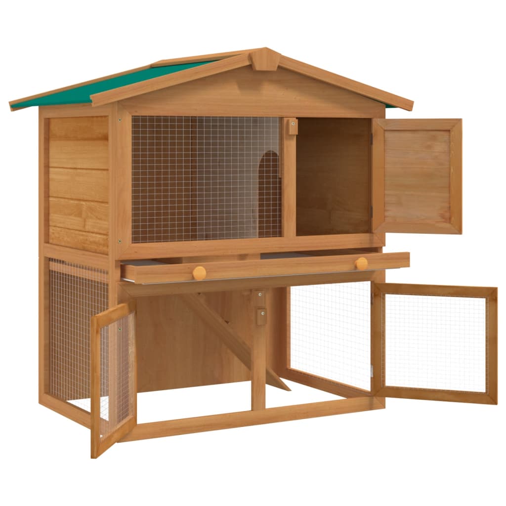 vidaXL Outdoor Rabbit Hutch Small Animal House Pet Cage 3 Doors Wood