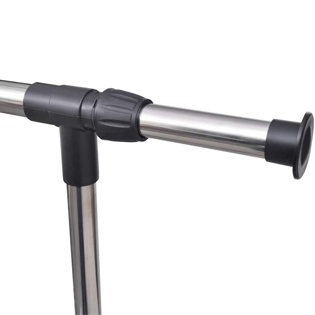 Clothes Rack | Silver, Black | Stainless Steel, PP Plastic | Adjustable
