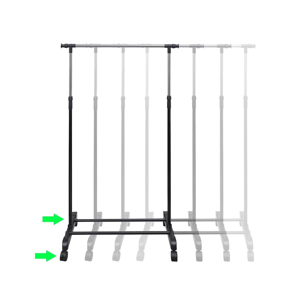 Clothes Rack | Silver, Black | Stainless Steel, PP Plastic | Adjustable
