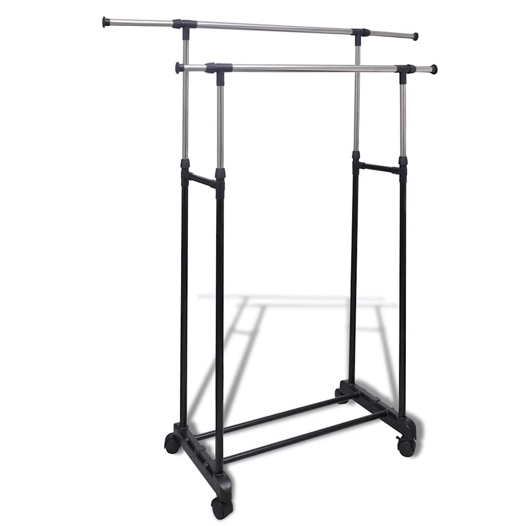 Clothes Rack | Black and Silver | Stainless Steel, PP Plastic