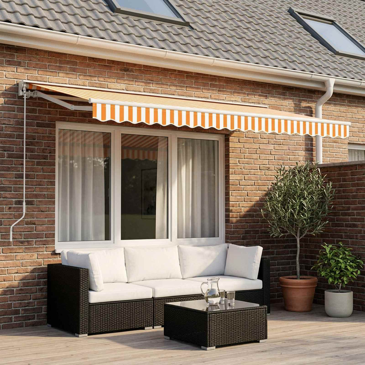 Awning Replacement Fabric Yellow and White 400x300 cm Polyester