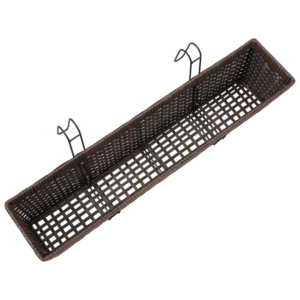 Balcony Trapezoid Rattan Planter Set 80 cm 2 pcs Brown