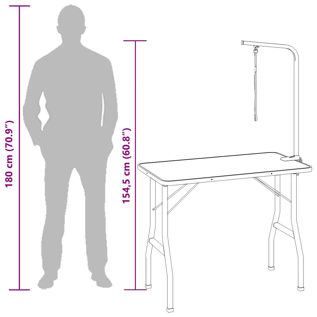 Grooming Table | Black | MDF with rubber surface | Large