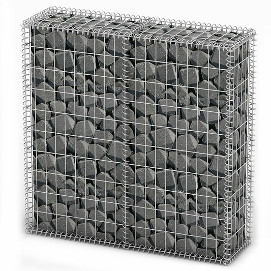 vidaXL Gabion Basket with Lids Galvanised Wire 100 x 100 x 30 cm