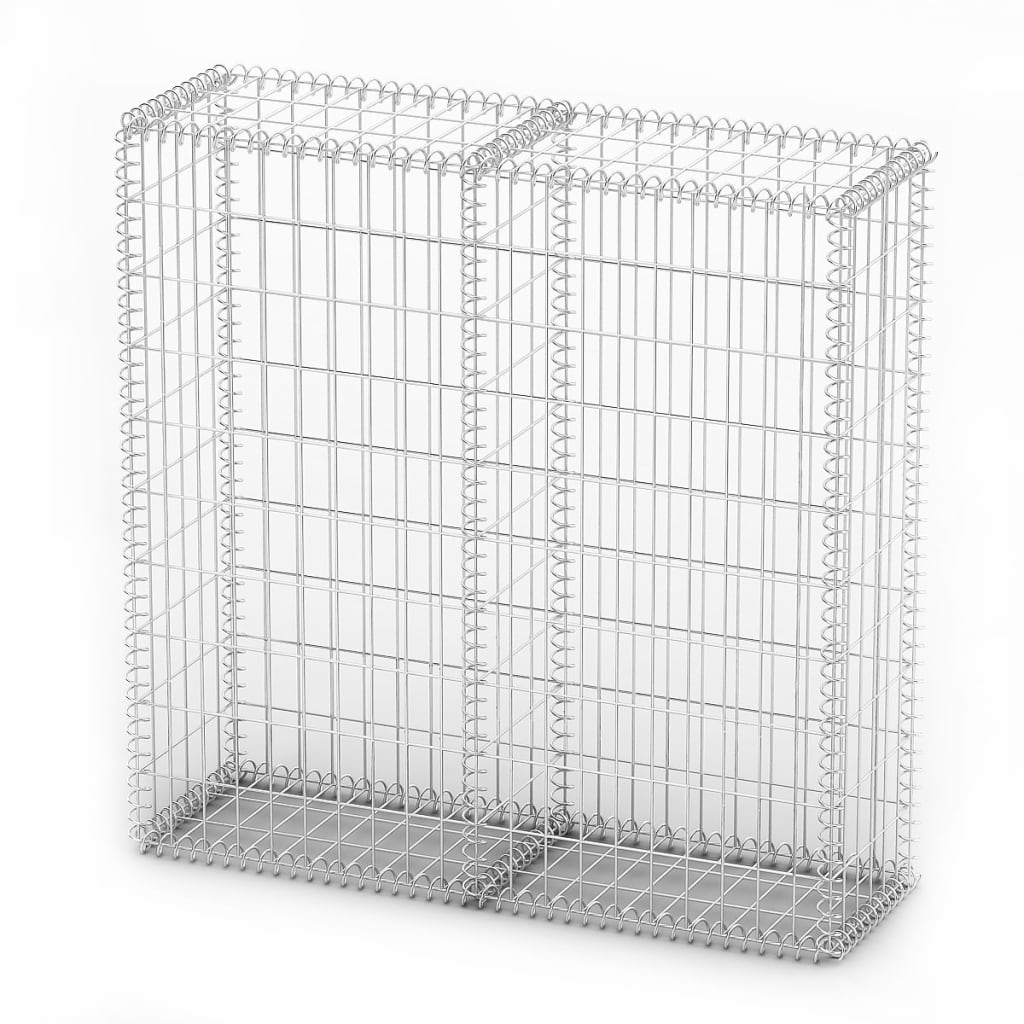 vidaXL Gabion Basket with Lids Galvanised Wire 100 x 100 x 30 cm