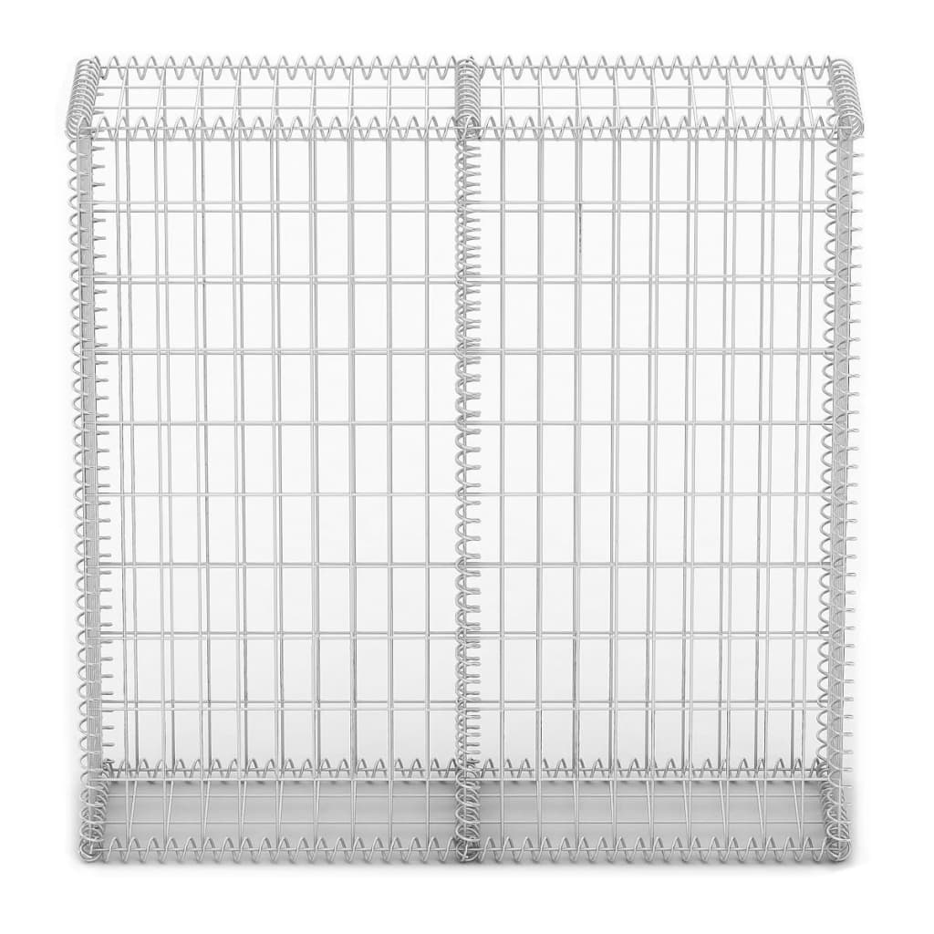 vidaXL Gabion Basket with Lids Galvanised Wire 100 x 100 x 30 cm