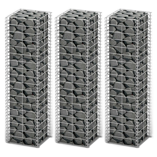 vidaXL Gabion Set 3 pcs Galvanised Wire 25 x 25 x 100 cm