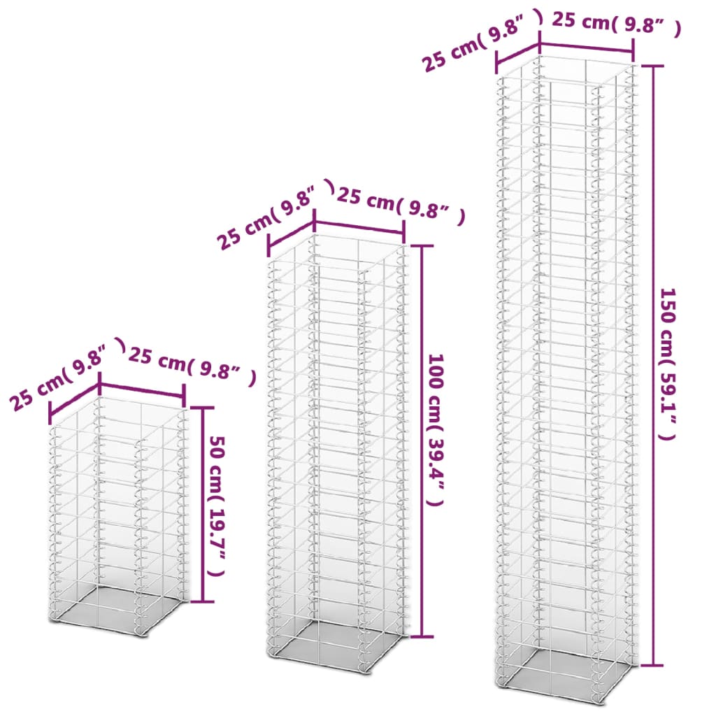 vidaXL 3 Piece Gabion Set Galvanised Wire