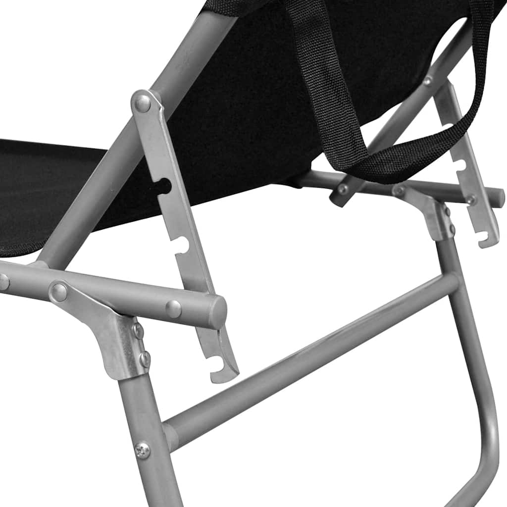 41197 vidaXL Folding Sun Lounger with Canopy Steel and Fabric Black