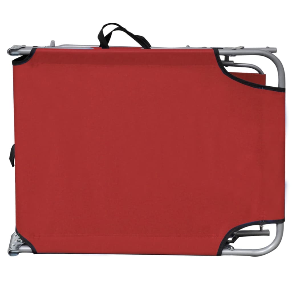 41198 vidaXL Folding Sun Lounger with Canopy Steel and Fabric Red