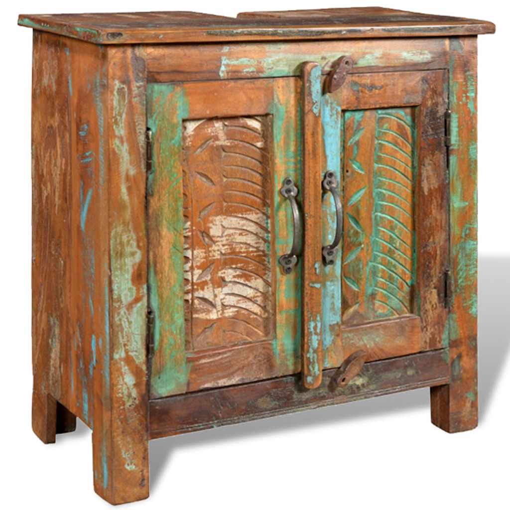 241134 Reclaimed Solid Wood Bathroom Vanity Cabinet Set with Mirror