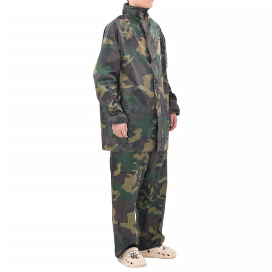 Men's Camo Print 2-Piece Rain Suit with Hood M