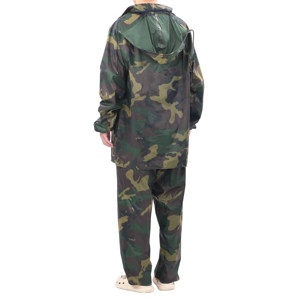 Men's Camo Print 2-Piece Rain Suit with Hood M