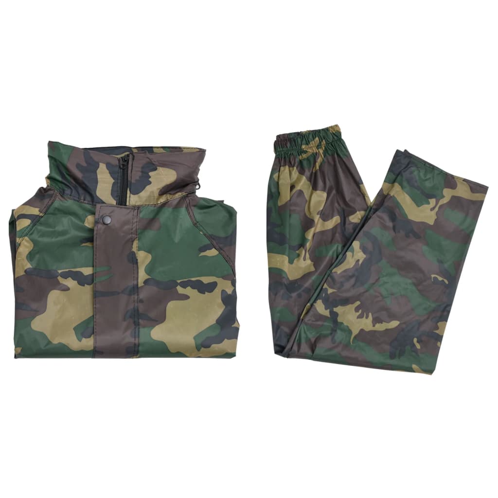 Men's Camo Print 2-Piece Rain Suit with Hood L