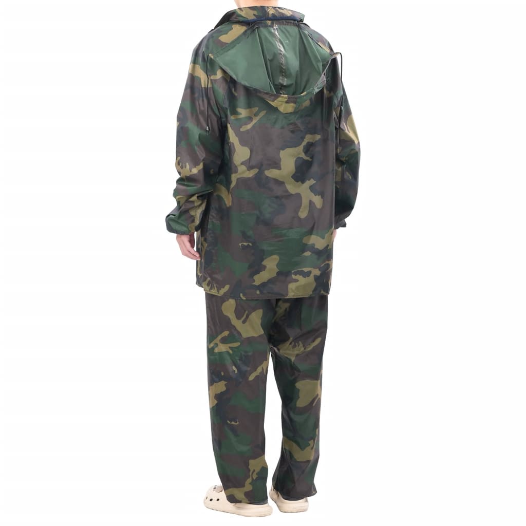 Men's Camo Print 2-Piece Rain Suit with Hood XXL