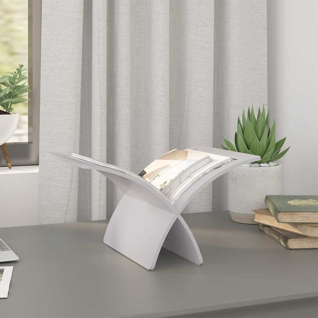 Wooden Magazine Rack Floor Standing White
