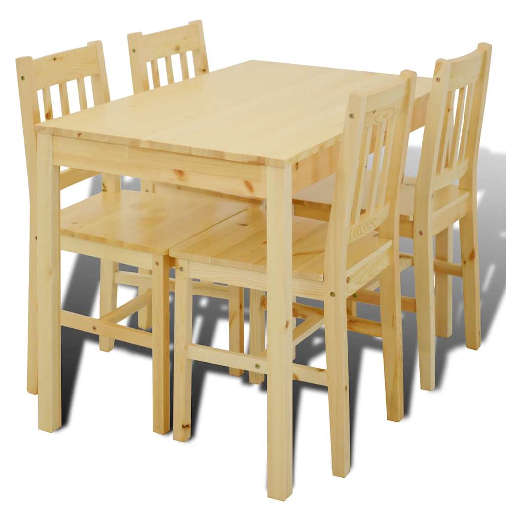 241220 Wooden Dining Table with 4 Chairs Natural