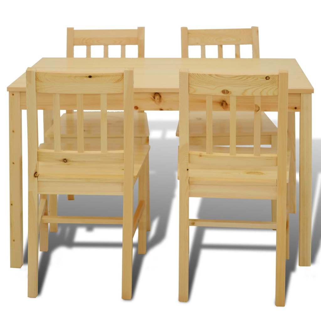 241220 Wooden Dining Table with 4 Chairs Natural