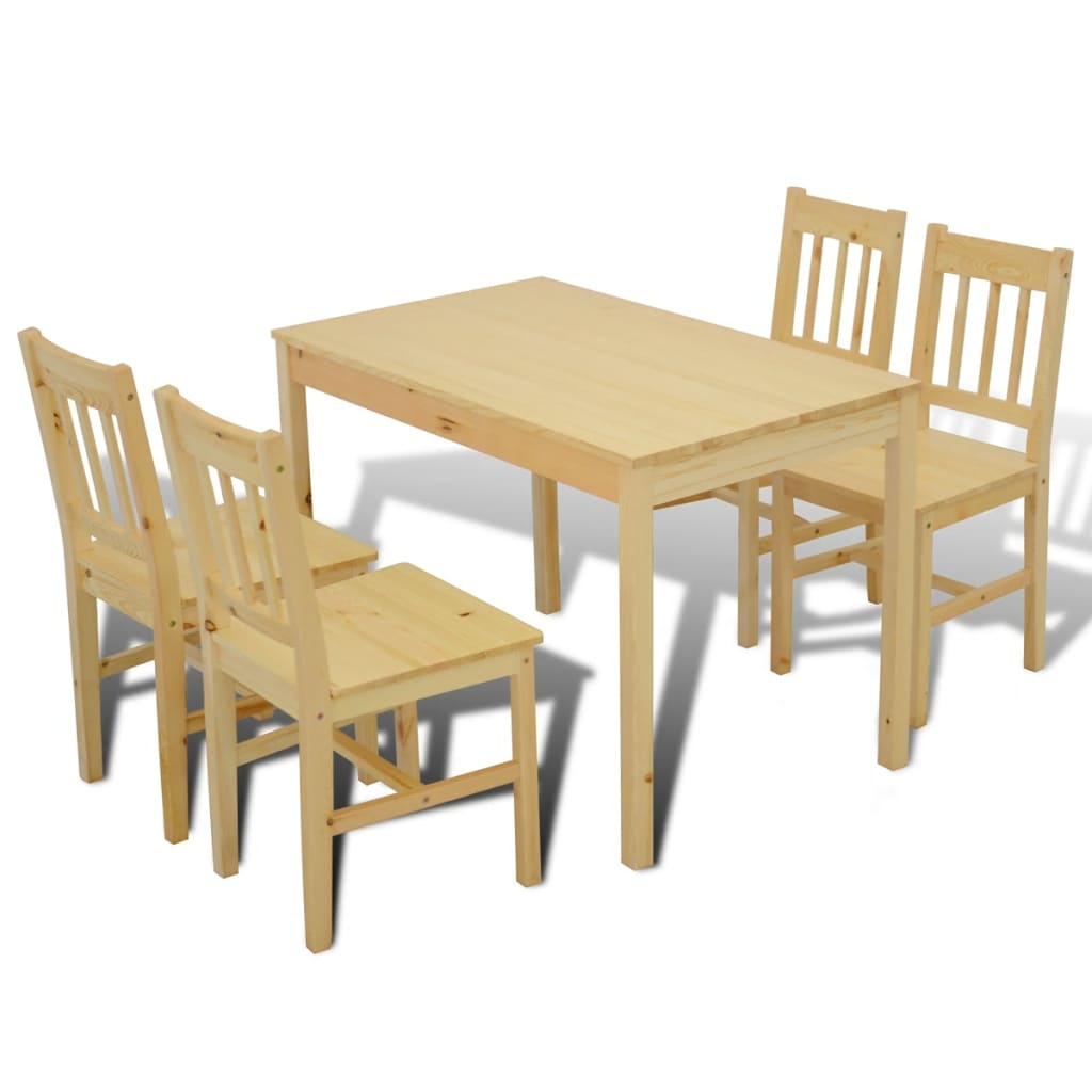 vidaXL Dining Set 5 Pieces Pine Wood Natural