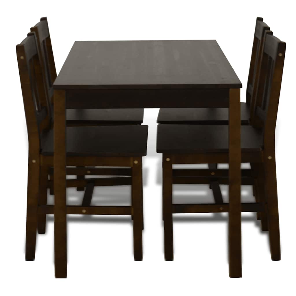 241221 Wooden Dining Table with 4 Chairs Brown