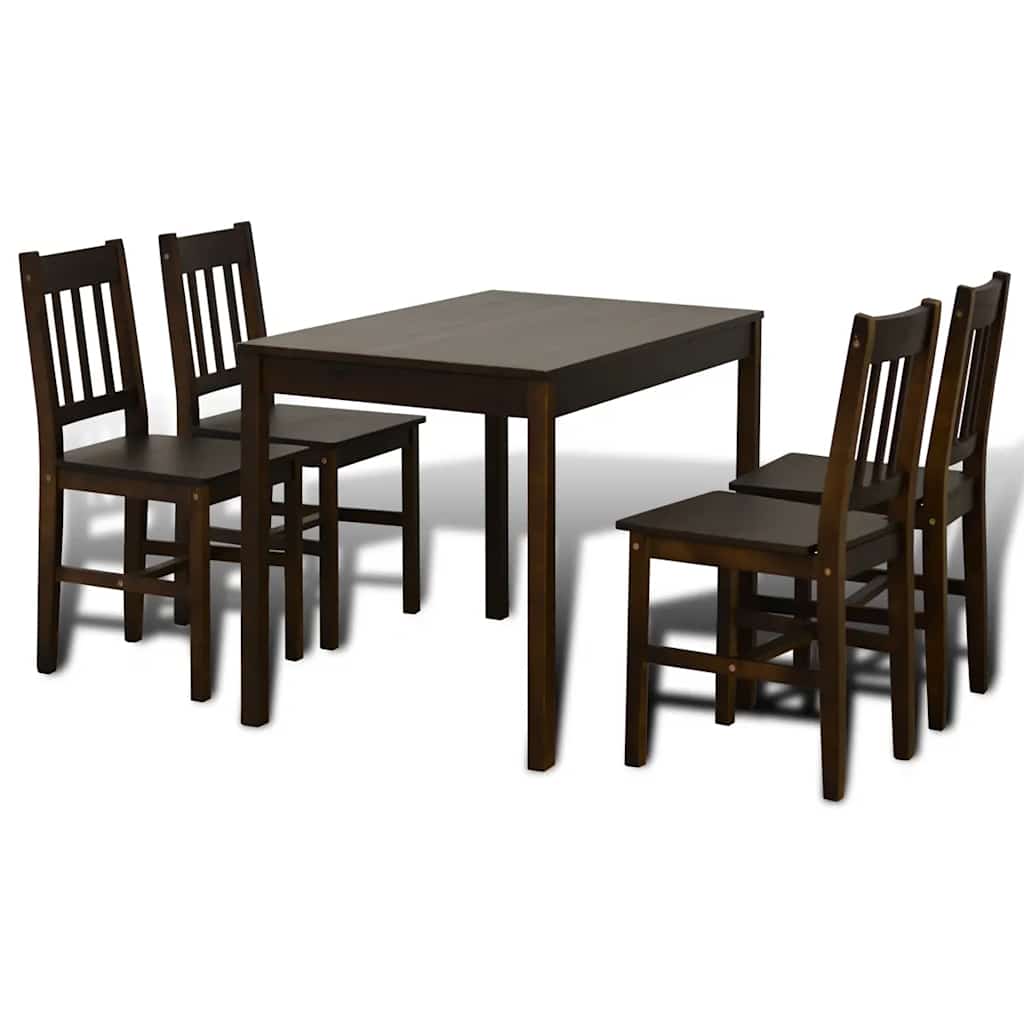 241221 Wooden Dining Table with 4 Chairs Brown