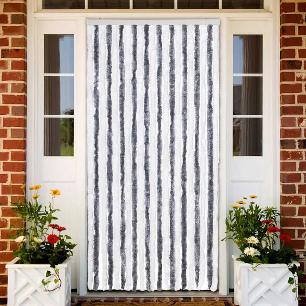 241224 vidaXL Insect Curtain Grey and White 90x220 cm Chenille