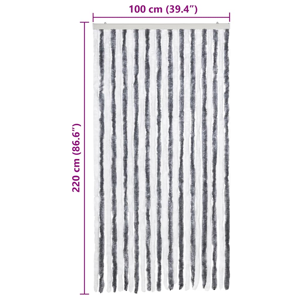 241225 vidaXL Insect Curtain Grey and White 100x220 cm Chenille