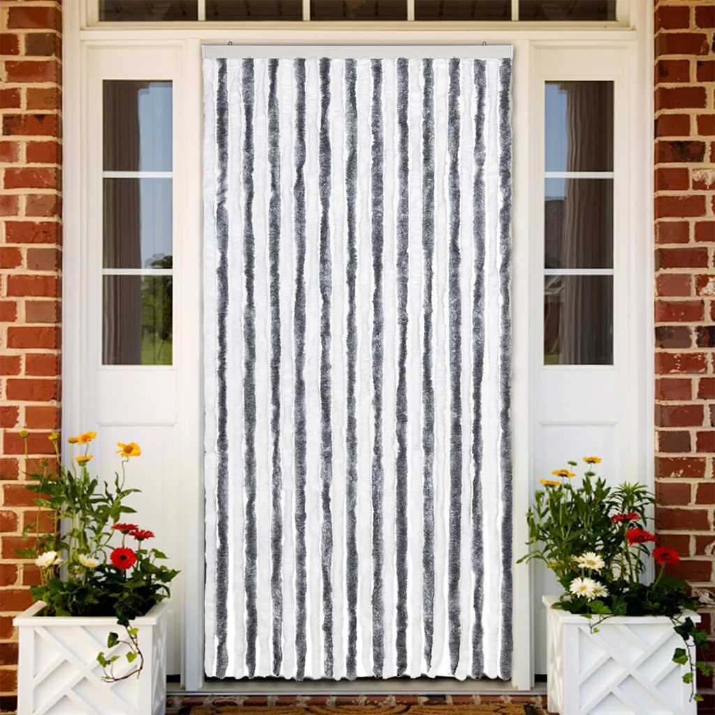 241225 vidaXL Insect Curtain Grey and White 100x220 cm Chenille