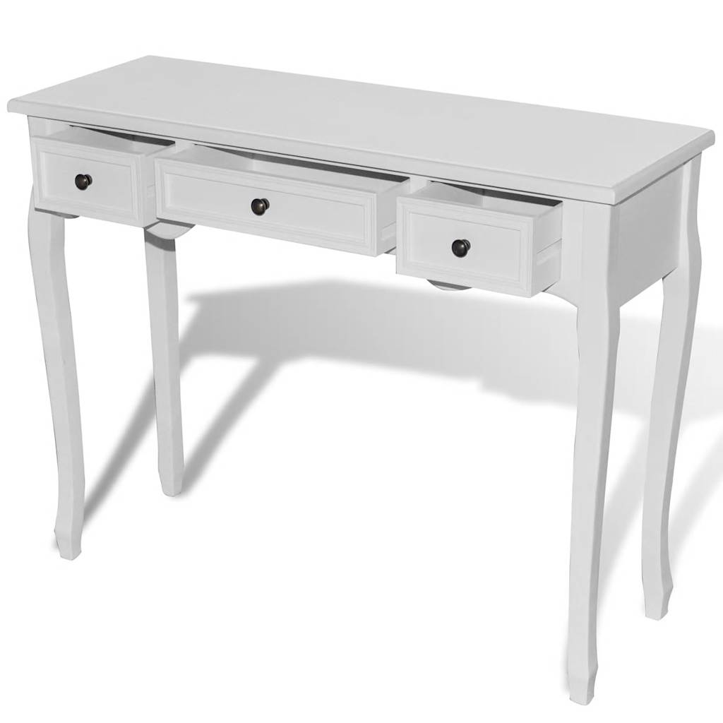 vidaXL Dressing Console Table with Three Drawers White