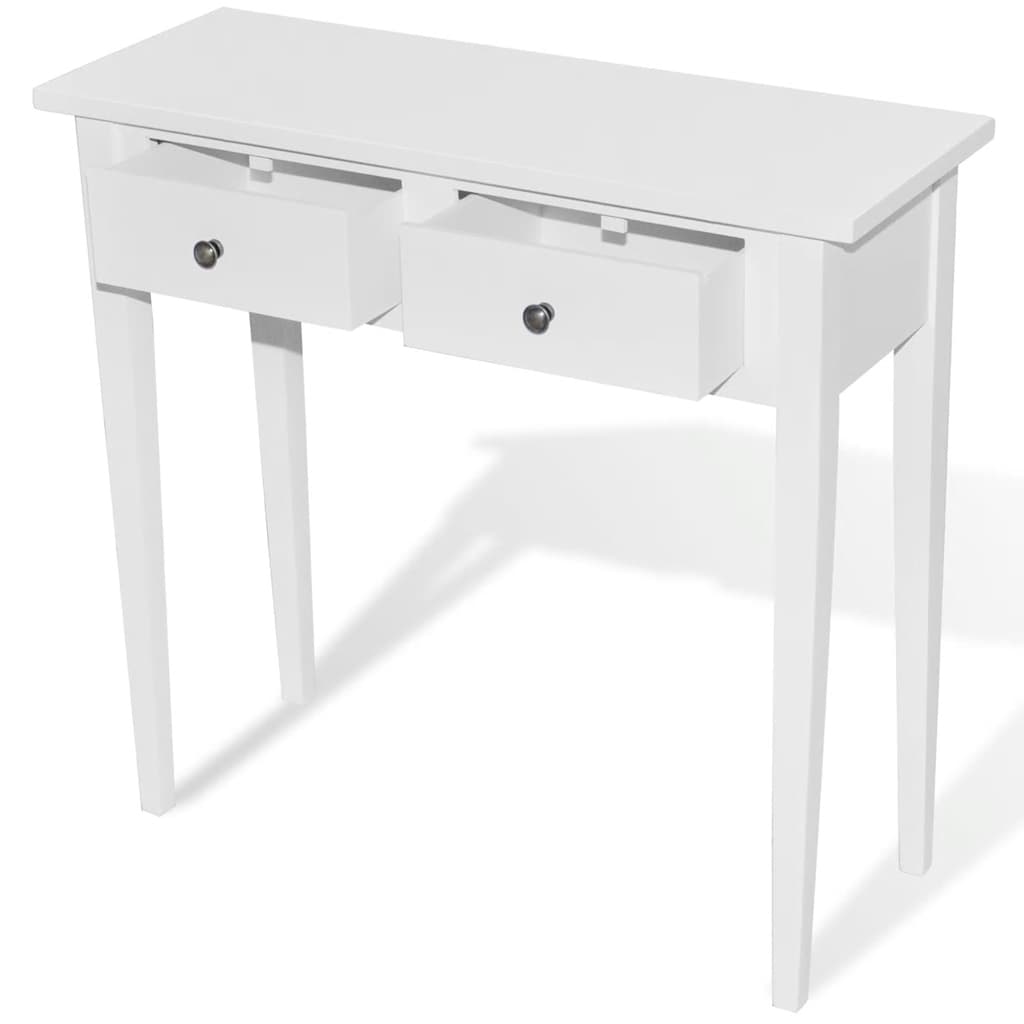 241145 vidaXL Dressing Console Table with Two Drawers White