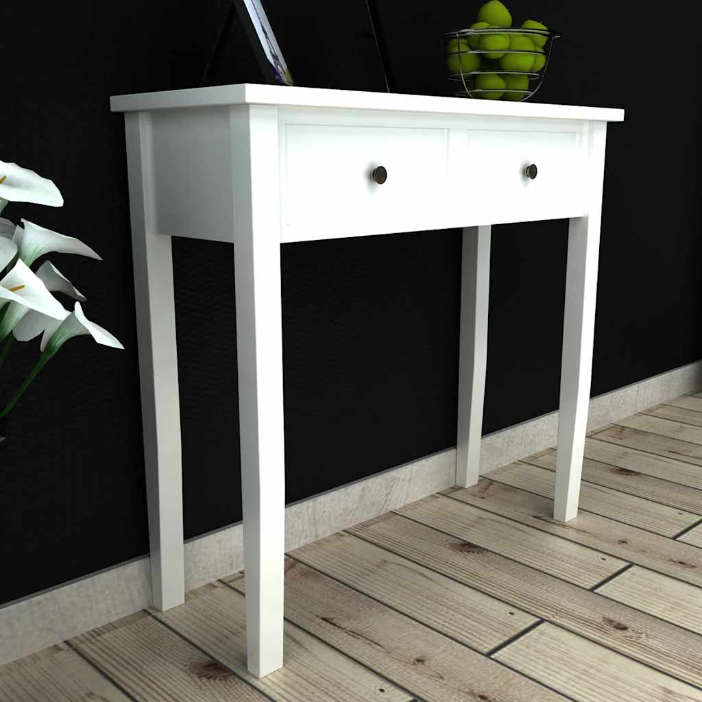 241145 vidaXL Dressing Console Table with Two Drawers White