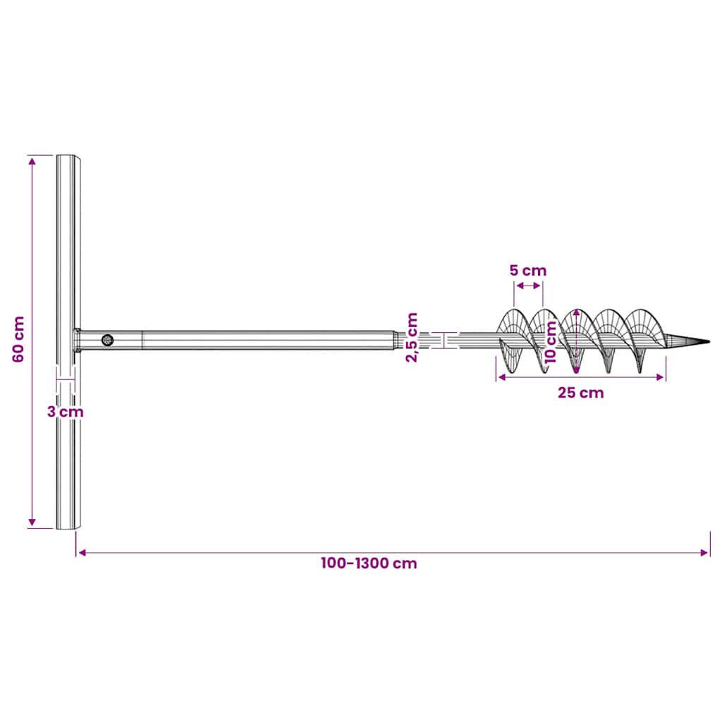 Ground Drill with Handle 100 mm with Extension Tube 13 m Steel