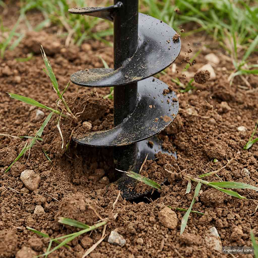 Ground Drill with Handle 150 mm with Extension Tube 9 m Steel