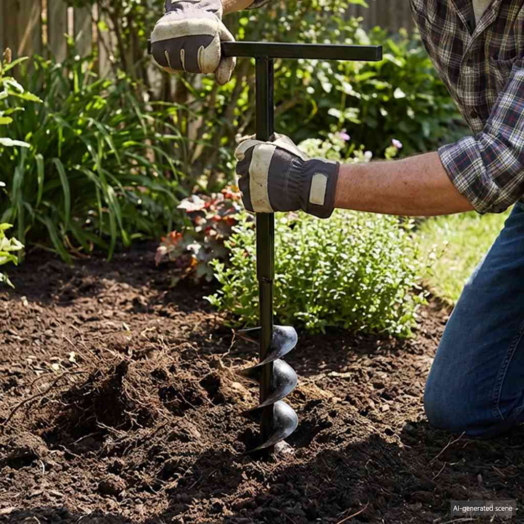 Ground Drill with Handle 200 mm with Extension Tube 9 m Steel