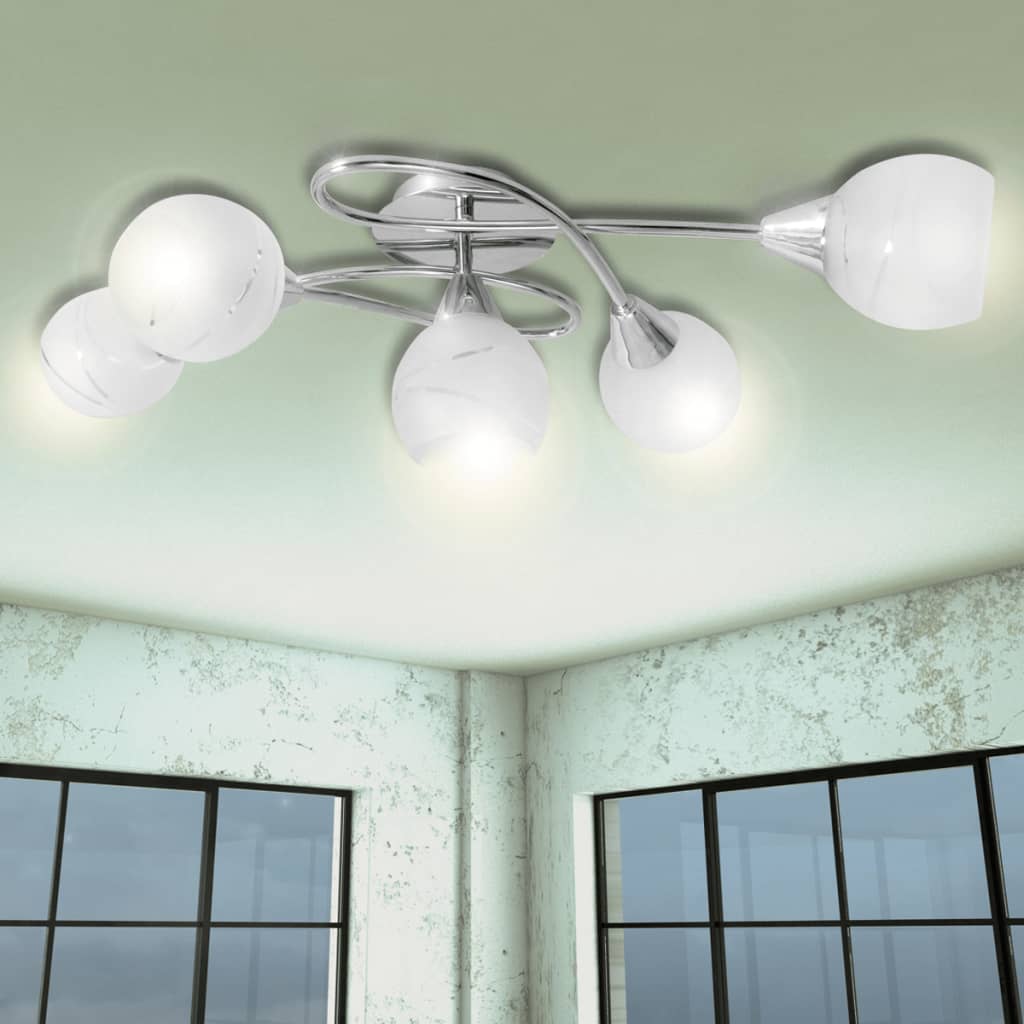 Ceiling Lamp with Glass Shades for 5 E14 Bulbs