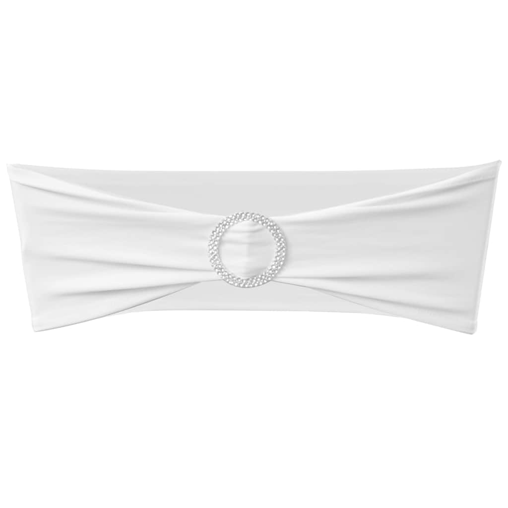 25 pcs White Stretchable Decorative Chair Band with Diamond Buckle